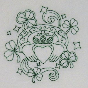 Machine Embroidery Flour Sack Towel Claddagh Ring Irish St. Patrick&#39;s Day Shamrocks Kitchen Dish Drying Tea Towel bread basket liner