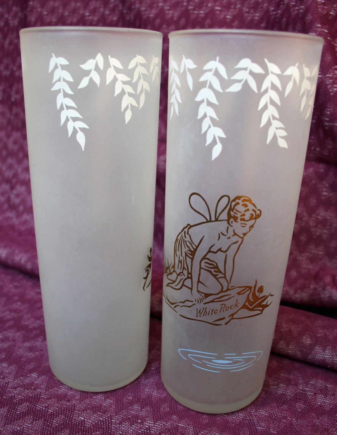 Set of 2 WHITE ROCK Frosted Drinking Glasses featuring Psyche Etsy