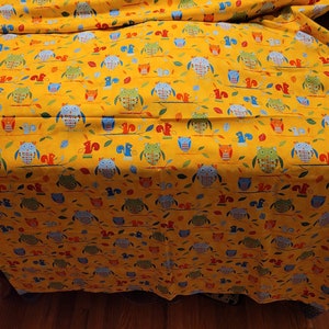 Curtains Made From Animal Party Too Robert Kaufman Cotton Fabric Owls Yellow