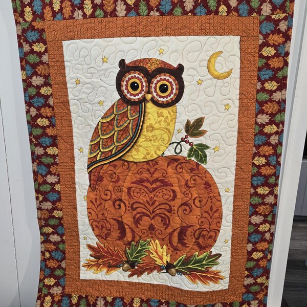 Couette faite main à accrocher au mur automne automne Halloween FORÊT MODA FANCY hibou