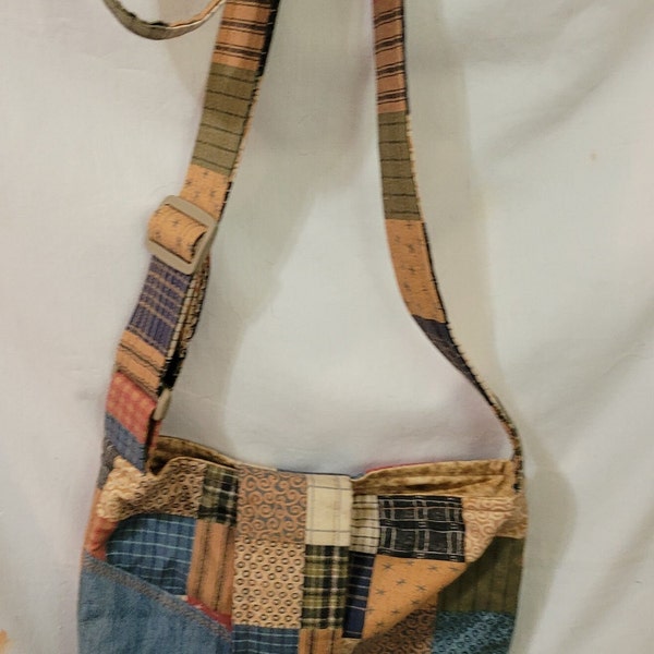 Hand Made Crossbody Purse Hand Bag Pocket Book Hipster Style Denim & Patchwork Fabric