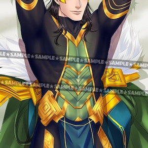 May include: Illustration of a character in a black, green, and gold costume with a gold crown. The character has long black hair and is posed with arms raised. The image has a comic book style.