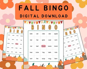 Fall Bingo Game Printable: 25 Unique Cards, Autumn Activity (PDF Download)