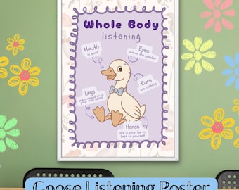 Whole Body Listening Goose Poster: Classroom Expectations Art (PNG/PDF Digital Download)