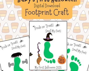 Baby's First Halloween Footprint Art: Trick or Treat Keepsake (Printable PNG Files), Daycare Activity