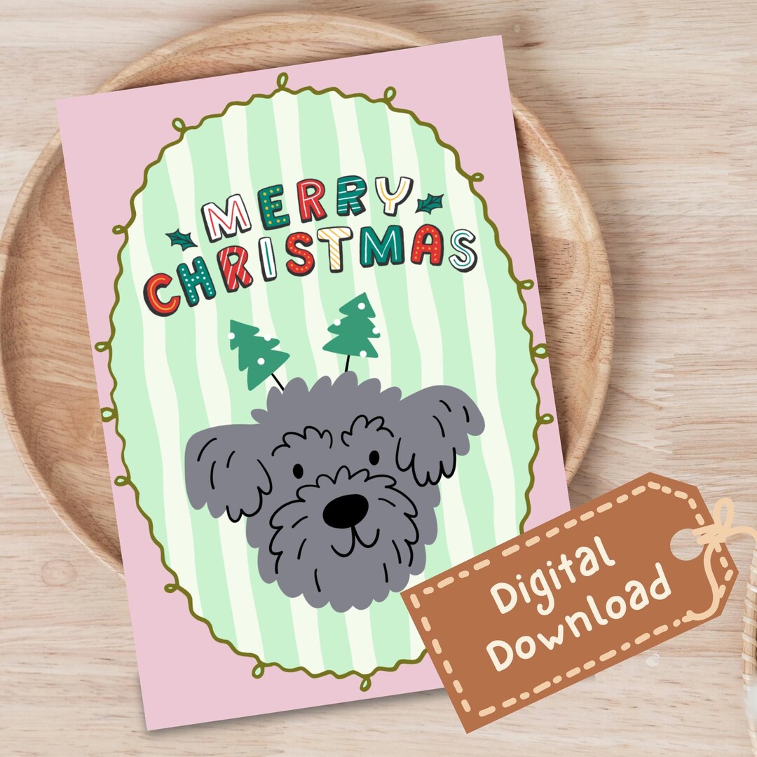 Cute Dog Christmas Card Printable | Funny Holiday Pet Card | Instant ...