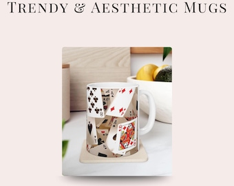 Playing Card Ceramic Mug: Gamer Gift, Poker Night Coffee Cup