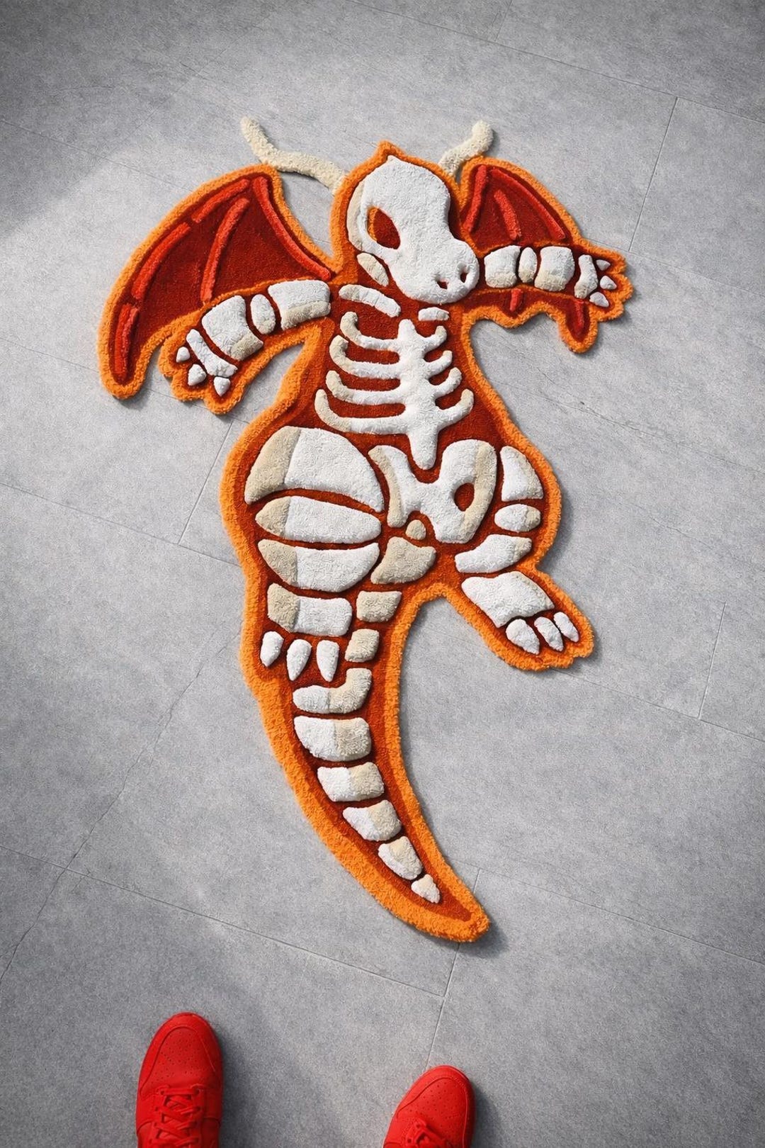 Skeleton Pokemon Rug 3D Skeleton Dragon Tufted Rug, Handmade Fantasy Creature Carpet, X Ray ...