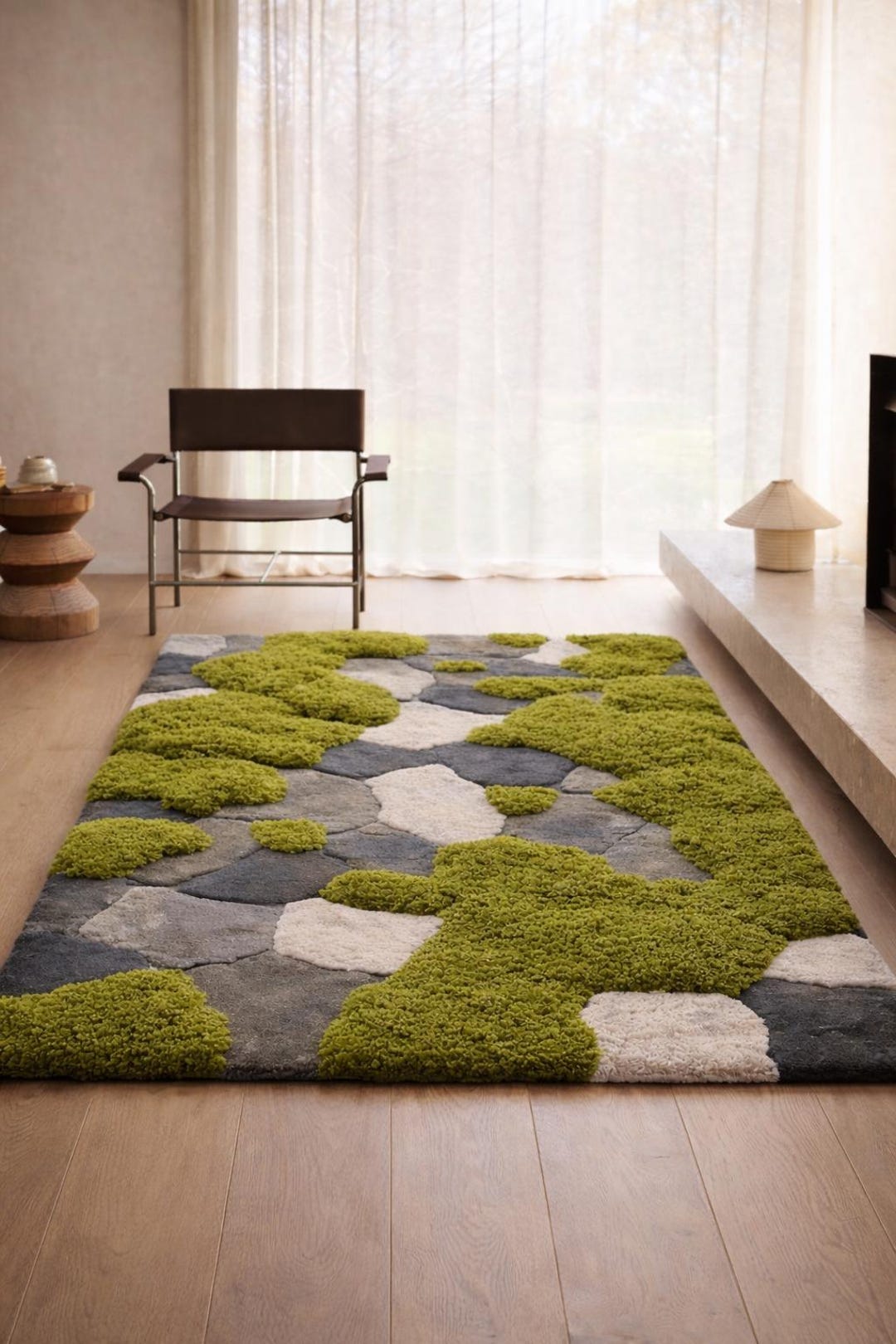 Moss Tufted Rug - 3D Textured Green Design, Nature Inspired Area Rug ...