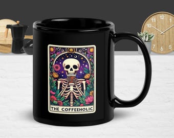 Coffeeholic Skeleton Mug – Gothic Coffee Lover Cup