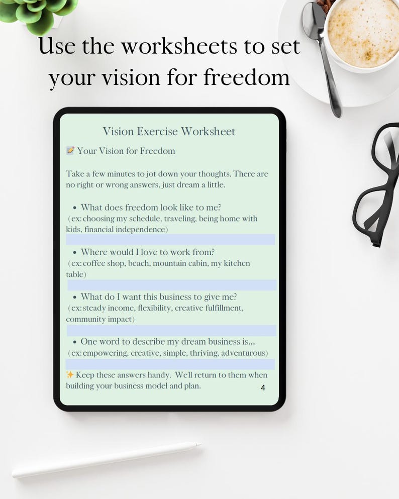 Vision Exercise Worksheet Work From Anywhere Roadmap: Business Plan Toolkit (PDF, Canva) - Etsy