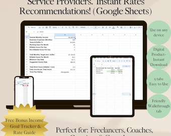 Day Rate Calculator for Freelancers | Google Sheets Pricing & Income Goal Tool for Service Providers