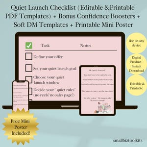 Checklista för tyst lansering för introverta | Redigerbar PDF-planerare + DM-mallar och ökat självförtroende