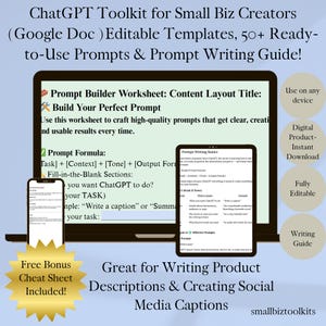 ChatGPT Prompt Toolkit | 50+ Prompts for Creators, Realtors & Small Biz with Bonus Cheat Sheet