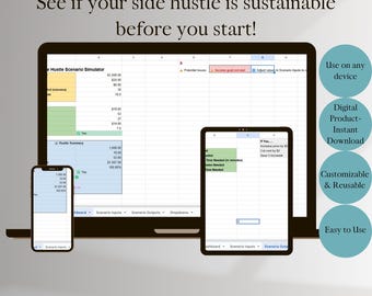 Side Hustle Scenario Calculator | Google Sheets Income & Time Planner for Freelancers + Creators