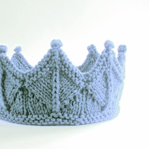 Himmelblaue Spitze Strickkrone - Jungenkrone Stirnband