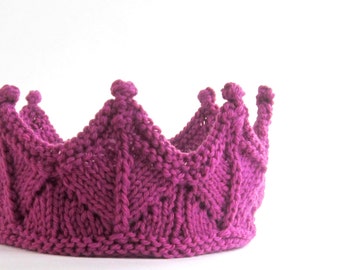 Magenta Lace Knit Crown Headband