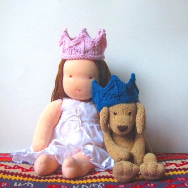 Lace Knit Crown Doll Headband, Dress Up, Pretend Play, Birthday, Doll Crown, Teddy Bear Crown image 1