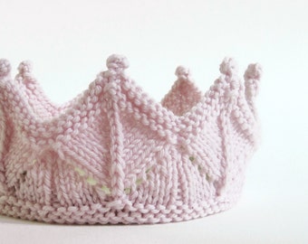 Lace Knit Crown - Knitted Fairy Crown in pale pink