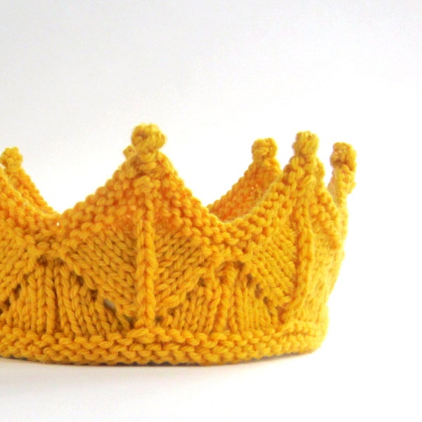 Lace Knit Crown Headband for Dress Up and Pretend Play in Golden Yellow Lace