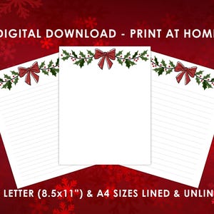 Printable Christmas Holly Stationery: Elegant Holiday Letter Paper (PDF)