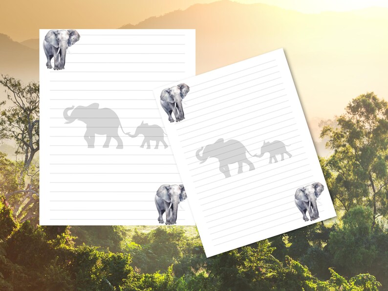 Elephant Writing Paper: Safari Animal Stationery Set (3-page PDF) - Etsy