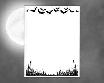 Halloween Fliegerfledermäuse Briefpapier: Gothic Briefpapier (Digitaler Download, 4 Größen, 3 Styles)
