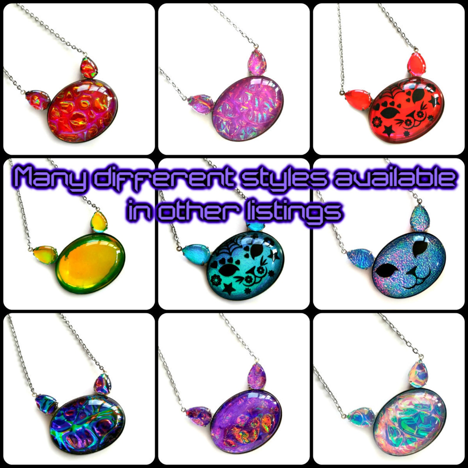 Cat Pendant Cat head gem Kitty necklace Big jewel cat Etsy