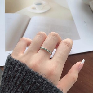 Sterling Silver Emerald Zircon Stackable Ring