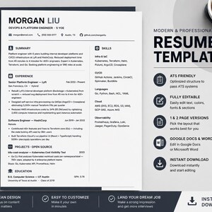 DevOps Engineer Resume Template | ATS Friendly Tech CV (Google Docs, Word)