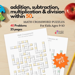 Wiskundige kruiswoordpuzzels vierde leerjaar | Alle bewerkingen binnen 50 (pdf)