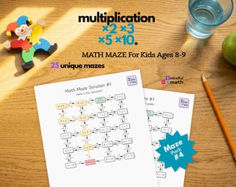Mathe-Labyrinth-Multiplikations-Fakten x2 x3 x5 x10 | Einmaleins der 3.Klasse | Lustiges Mathe Spiel PDF