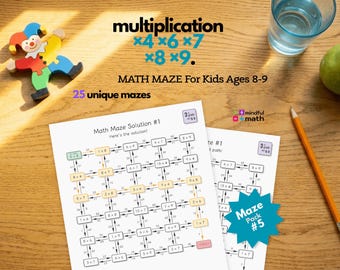 Mathe-Labyrinth x4 x6 x7 x8 x9 | Multiplikationsfakten der 3.Klasse | Mathe Bohrer