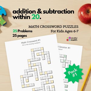 First Grade Math Crossword Puzzles | Addition & Subtraction (PDF)