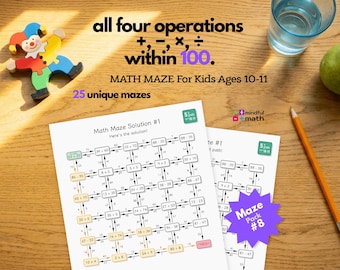 Math Maze Maze Alle 4 Arbeitsschritte | 5.Klasse Mathe-Spiele | Addieren Subtrahieren Multiplizieren Dividieren