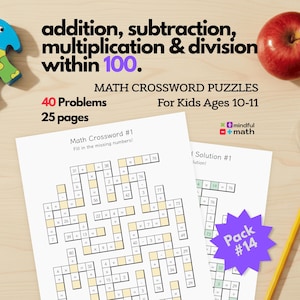Fifth Grade Math Crossword Puzzles | All Operations within 100 (PDF)