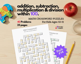 Fünfte Klasse Mathe-Kreuzworträtsel | Alle Arbeitsschritte innerhalb von 100 (PDF)
