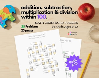 Mathe-Kreuzworträtsel | Alter 9-10, Alle Arbeitsschritte (PDF + Lösungen)