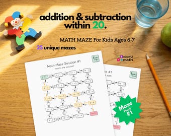 Mathe-Labyrinth addieren & subtrahieren bis 20 | Mathe-Spiel | Lustiges Arbeitsblatt zum Ausdrucken