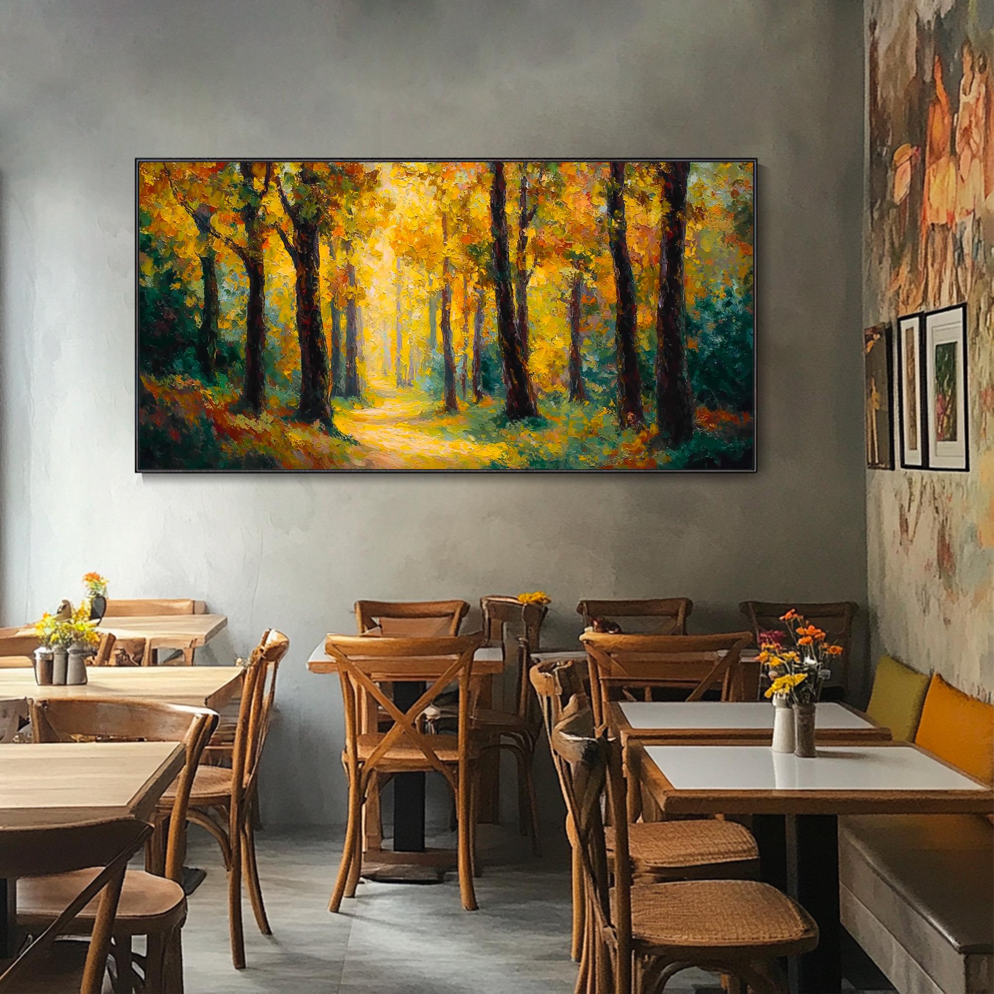 Autumn Birch Forest Canvas Oil Painting Natural Landscape Texture Wall ...