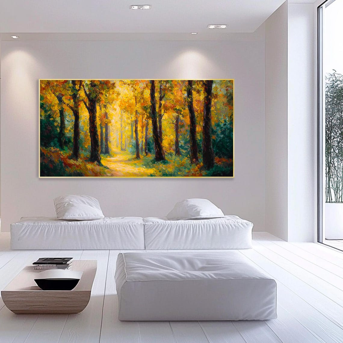 Autumn Birch Forest Canvas Oil Painting Natural Landscape Texture Wall ...