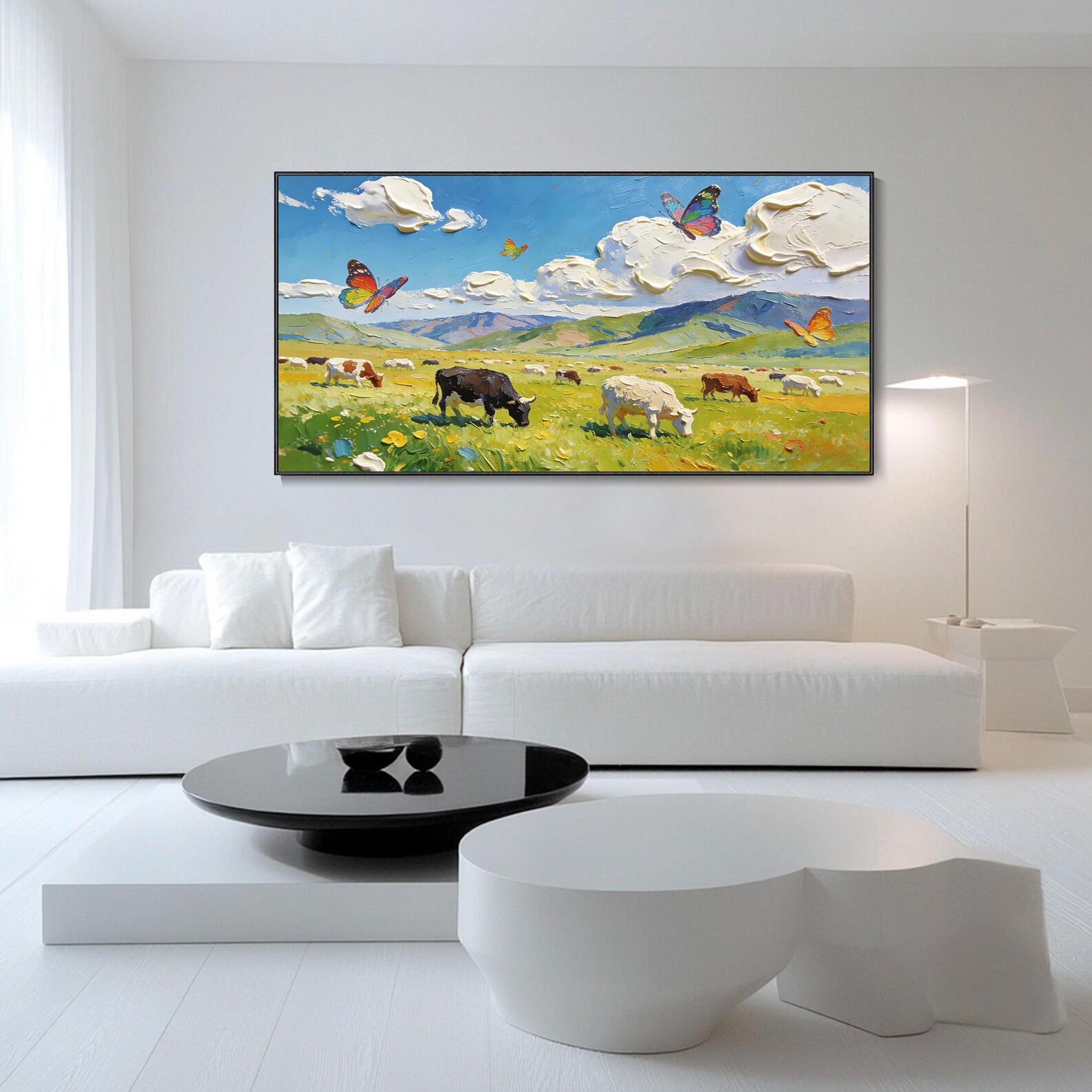 Custom Prairie Nomad Landscape Canvas Oil Painting Hand Green Meadow ...