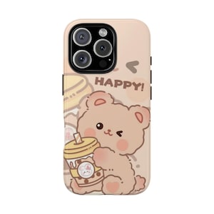 Cute Bear Phone Case - Kawaii Animal Design, Gift for Kids, Cute Accessories, Birthday Present, Durable Phone Cover, Trendy Tech