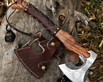 Hand Forged Carbon Steel Viking Axe, Ragnar Style, Ash Wood Handle