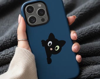 Cute Black Cat Phone Case, Kitty Phone Cover, Animal Lover Gift, Pet Case, Iphone 16 15 14 13 12 11 Samsung S25 S24 S23 S22 S21 Google Pixel