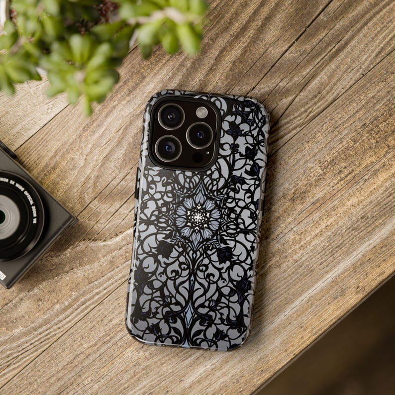 Gothic Phone Case, Stained Glass Case, Black Rose Cover, Dark Aesthetic Case, iPhone 17 16 15 14 13 13 Samsung S25 S24 S23 S22 Google Pixel image 8