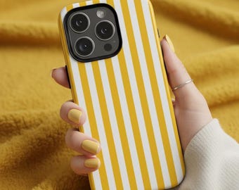 Yellow Stripes Tough Case, Aesthetic Phone Case, Trendy Phone Accessory, Iphone 16 15 14 13 12 11 Samsung S25 S24 S23 S22 S21 Google Pixel