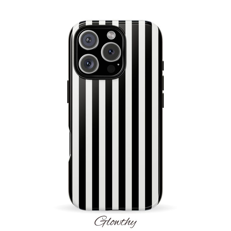Black Stripes Tough Case, Stylish Phone Case Goth, Trendy Phone Accessory, iPhone 16 15 14 13 12 11 Samsung S25 S24 S23 S22 S21 Google Pixel image 2