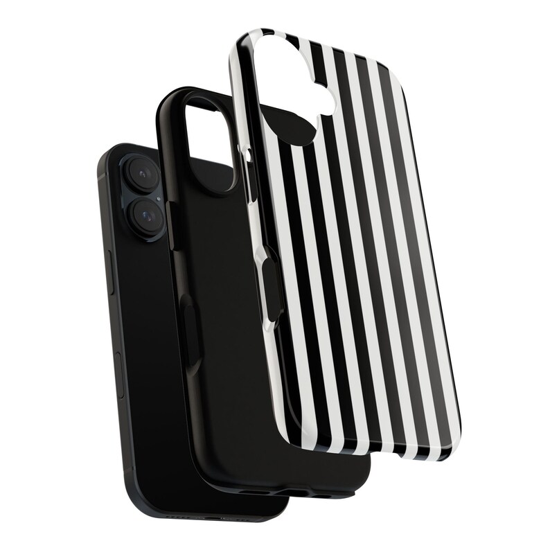Black Stripes Tough Case, Stylish Phone Case Goth, Trendy Phone Accessory, iPhone 16 15 14 13 12 11 Samsung S25 S24 S23 S22 S21 Google Pixel image 6