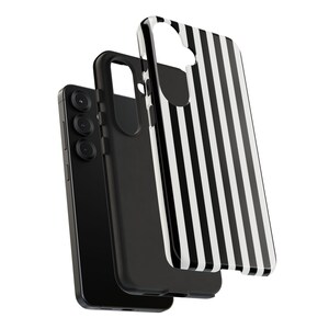 Black Stripes Tough Case, Stylish Phone Case Goth, Trendy Phone Accessory, iPhone 16 15 14 13 12 11 Samsung S25 S24 S23 S22 S21 Google Pixel image 9